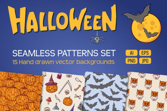 15 Seamless Halloween Vector Patterns