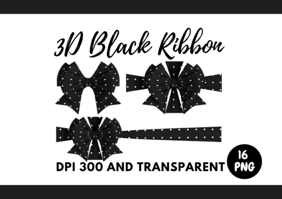 3D Render Black Polkadots Ribbon Guide