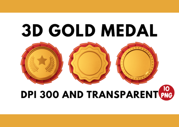 3D Render Gold Medal with Ribbon