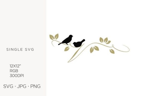 Birds on a Branch with Golden Letter V