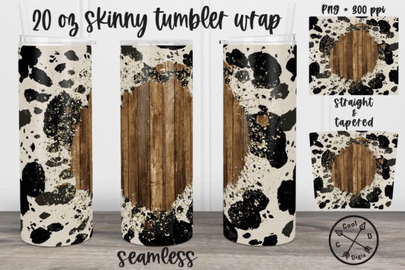 Cowhide Tumbler Wrap with Text Space
