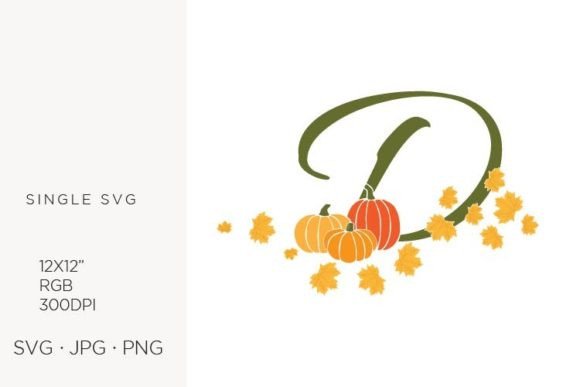 D Letter Autumn Leaves & Pumpkin Art