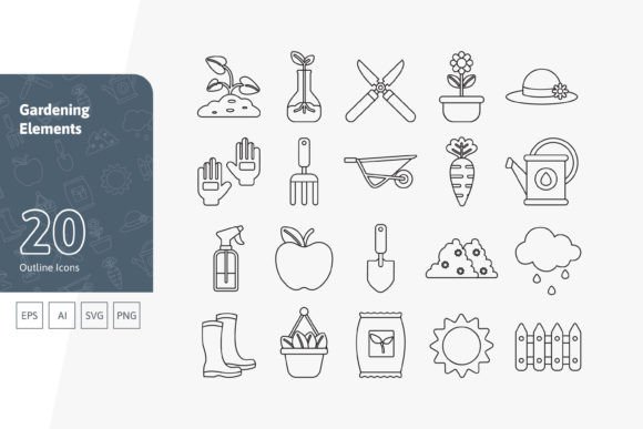 Enhancing Digital Green Spaces with Gardening Outline Icons
