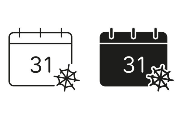 Halloween Calendar Icons Set: Elevate Your October Designs with Professional Vector Graphics
