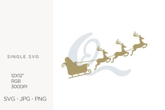 Santa Claus Sky Sledge & Letter Q SVG
