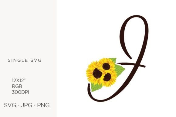 Sunflowers Letter J: Versatile SVG Art for Creators