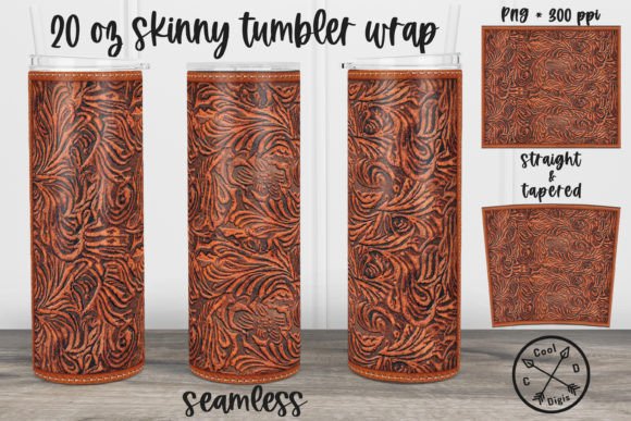 Tooled Leather Western Tumbler Wrap