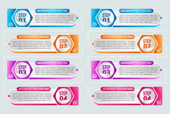 Visualizing Success: The Power of Four Steps Hexagon Infographics